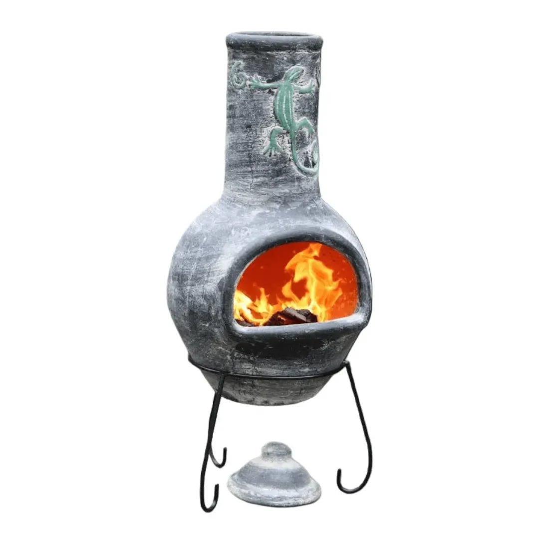 Gardeco Iguana Grey Authentic Mexican Chimenea in Extra Large