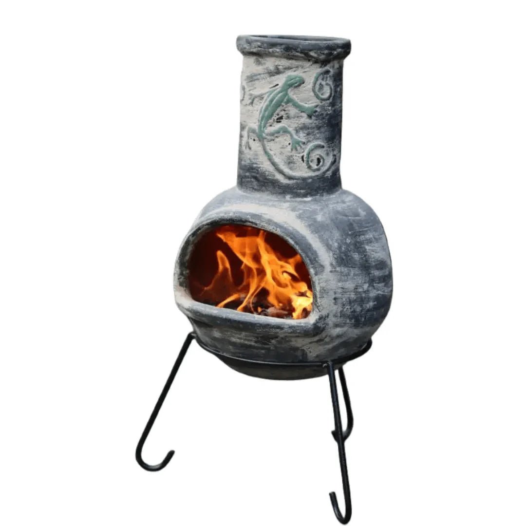Gardeco Iguana Grey Authentic Mexican Chimenea in Medium