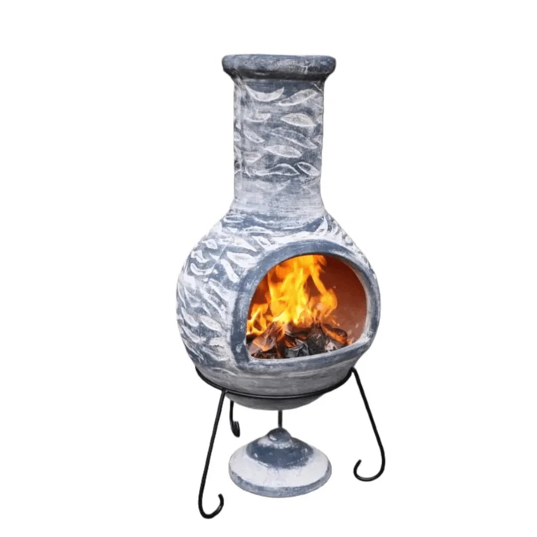 Gardeco Olas Blue & Grey Authentic Mexican Chimenea in Blue & Grey