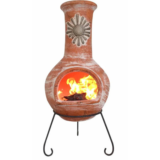 Gardeco Orange Sol Authentic Mexican Rustic Chimenea in Large