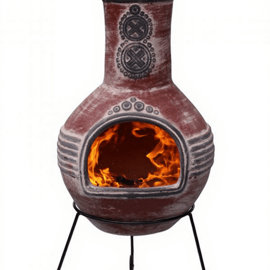 Gardeco Red & Grey Azteca Authentic Mexican Chimenea XL in Red & Grey
