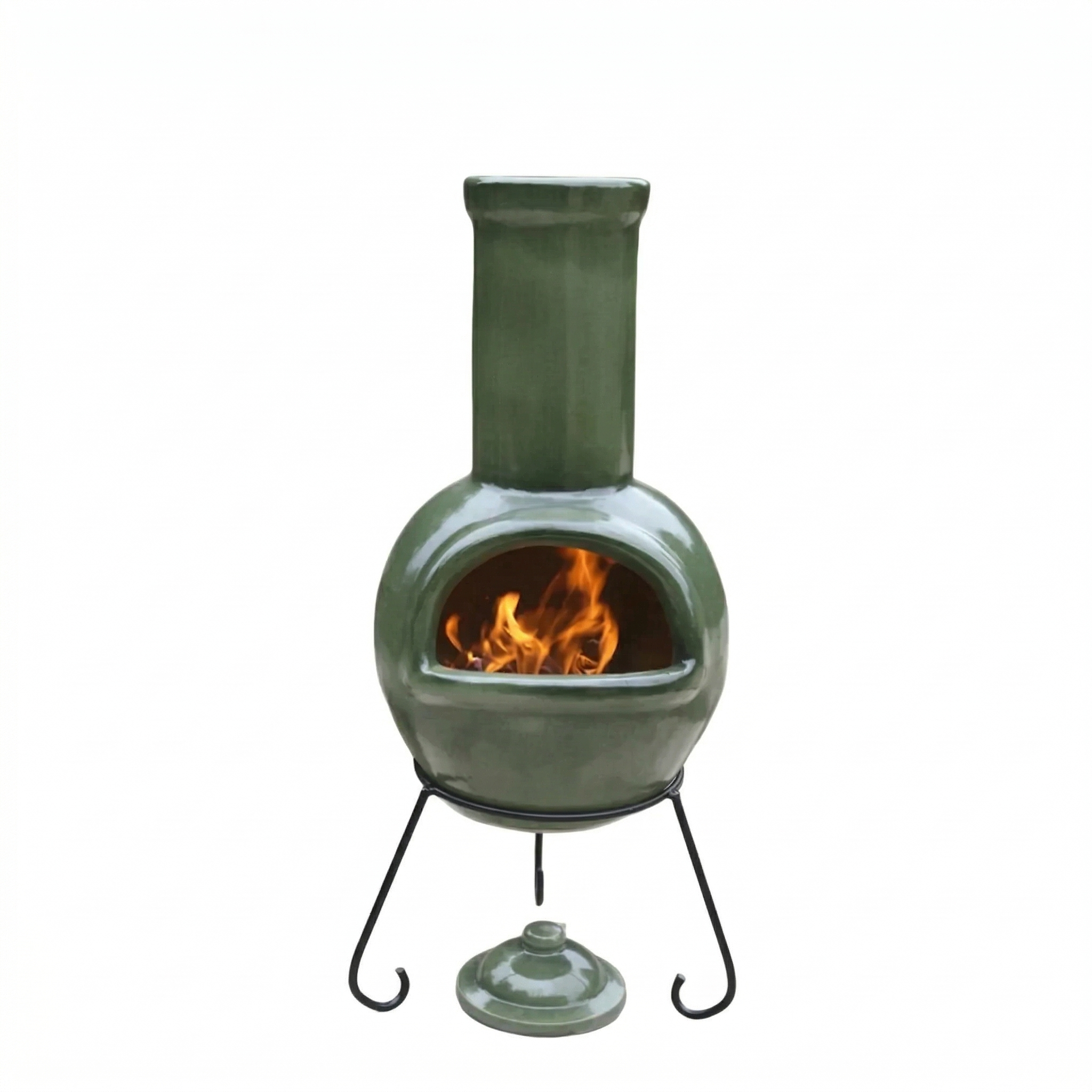 Gardeco Sempra Glazed Green Large Mexican Chimenea