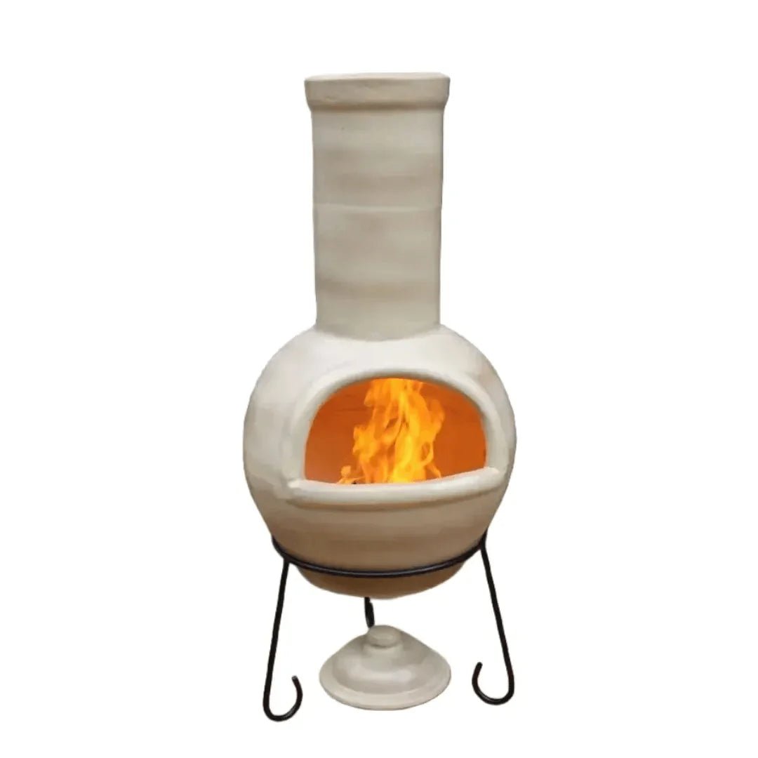 Gardeco Sempra Glazed Cappuccino Large Mexican Chimenea in Glazed Cappucino