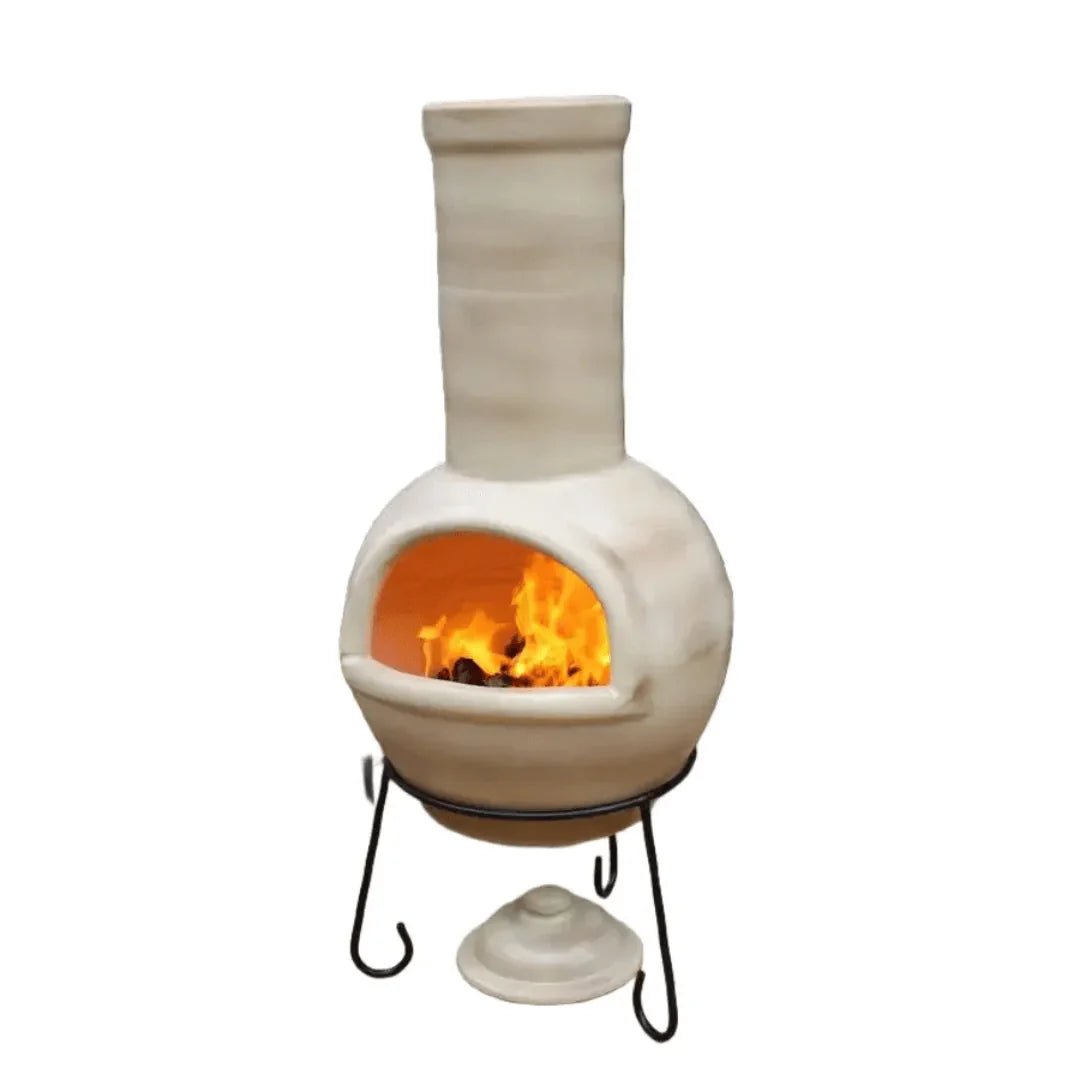 Gardeco Sempra Glazed Cappuccino Large Mexican Chimenea in Glazed Cappucino