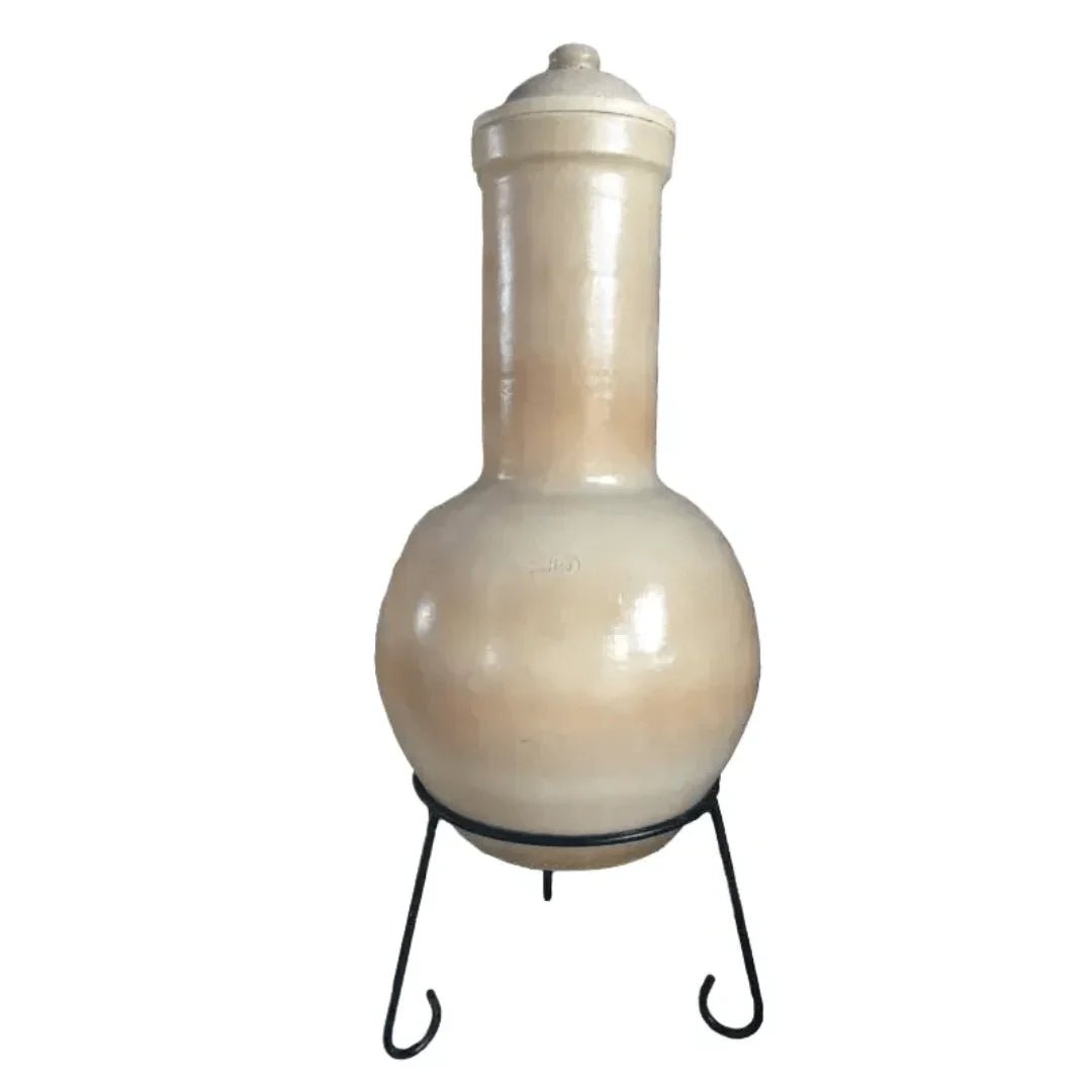 Gardeco Sempra Glazed Cappuccino Large Mexican Chimenea in Glazed Cappucino