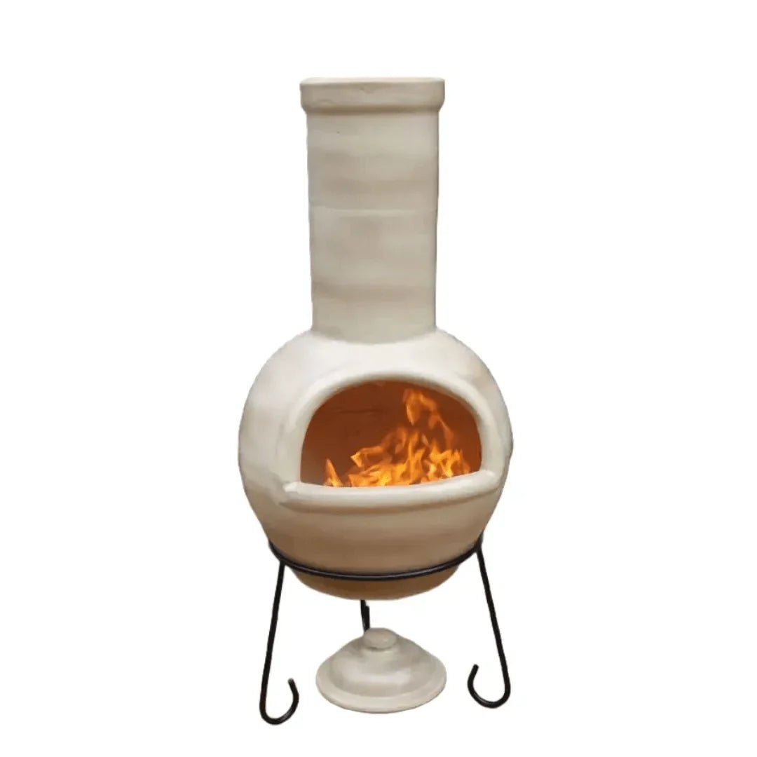 Gardeco Sempra Glazed Cappuccino Large Mexican Chimenea in Glazed Cappucino