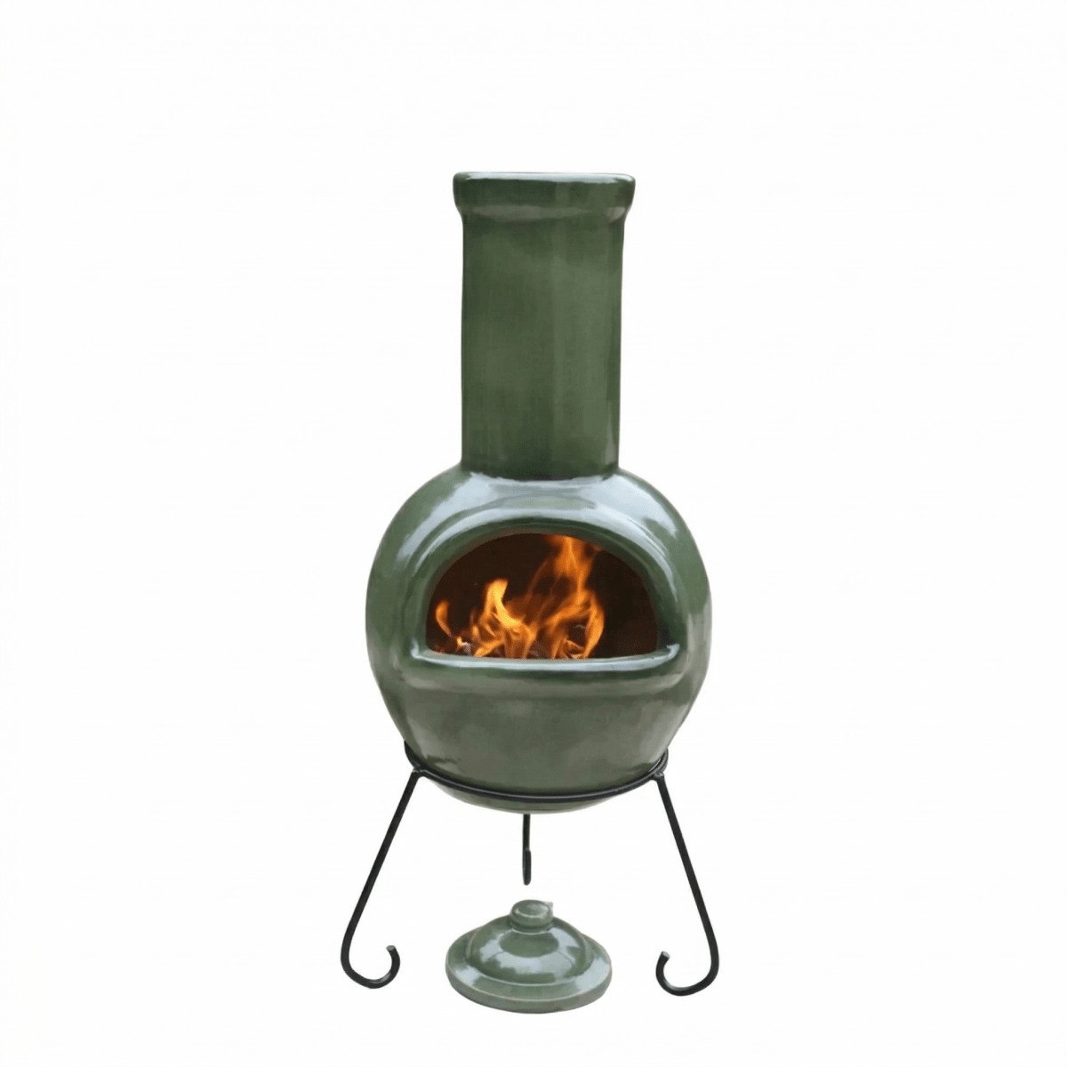 Gardeco Sempra Glazed Green Large Mexican Chimenea in Glazed Green