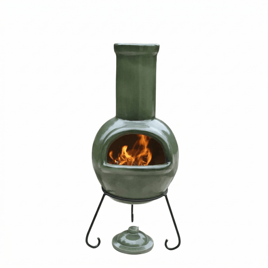Gardeco Sempra Glazed Green Large Mexican Chimenea in Glazed Green
