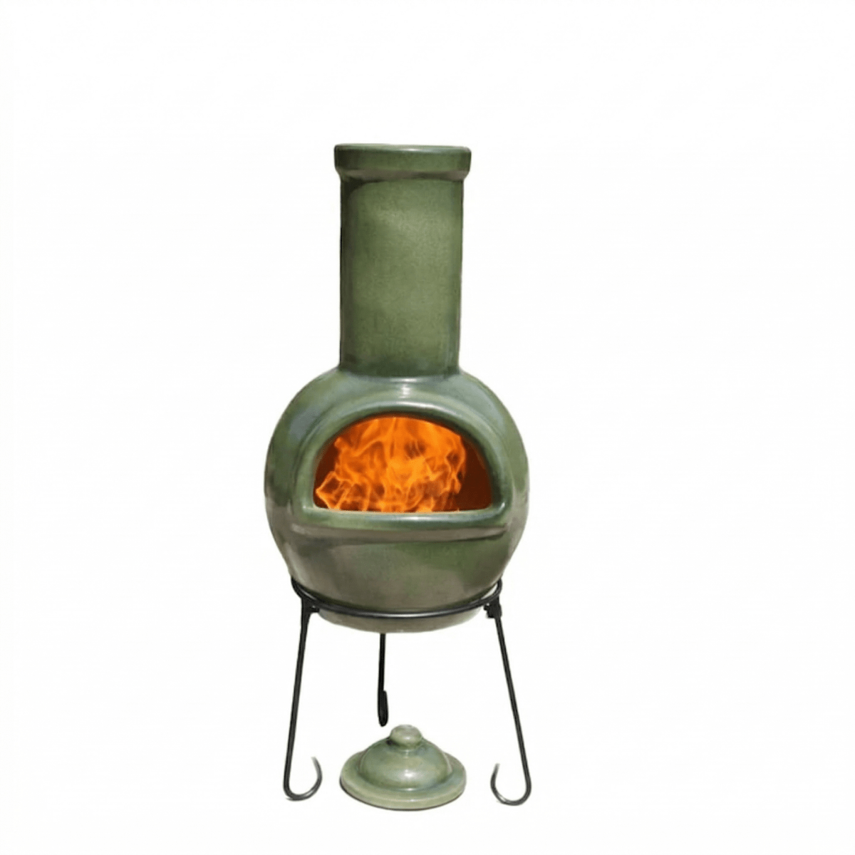 Gardeco Sempra Glazed Green Large Mexican Chimenea in Glazed Green