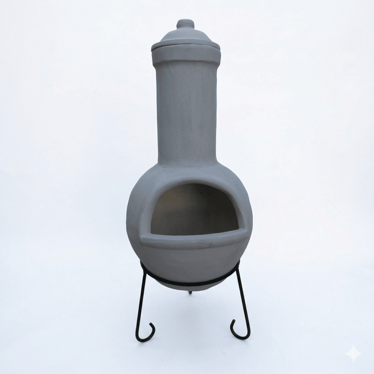 Gardeco Sempra Glazed Light Grey Large Mexican Chimenea in Glazed Light Grey