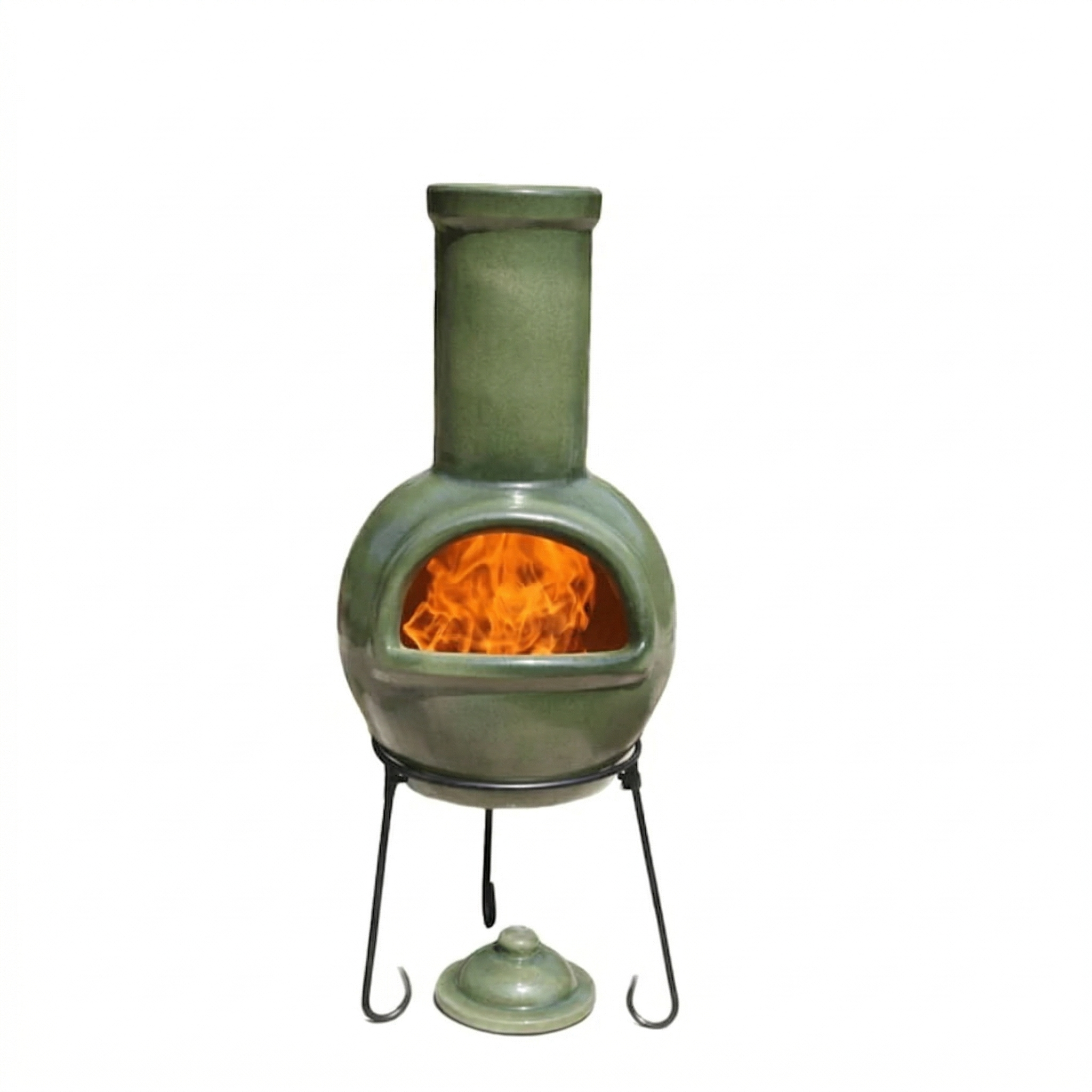Gardeco Sempra Glazed Green Large Mexican Chimenea