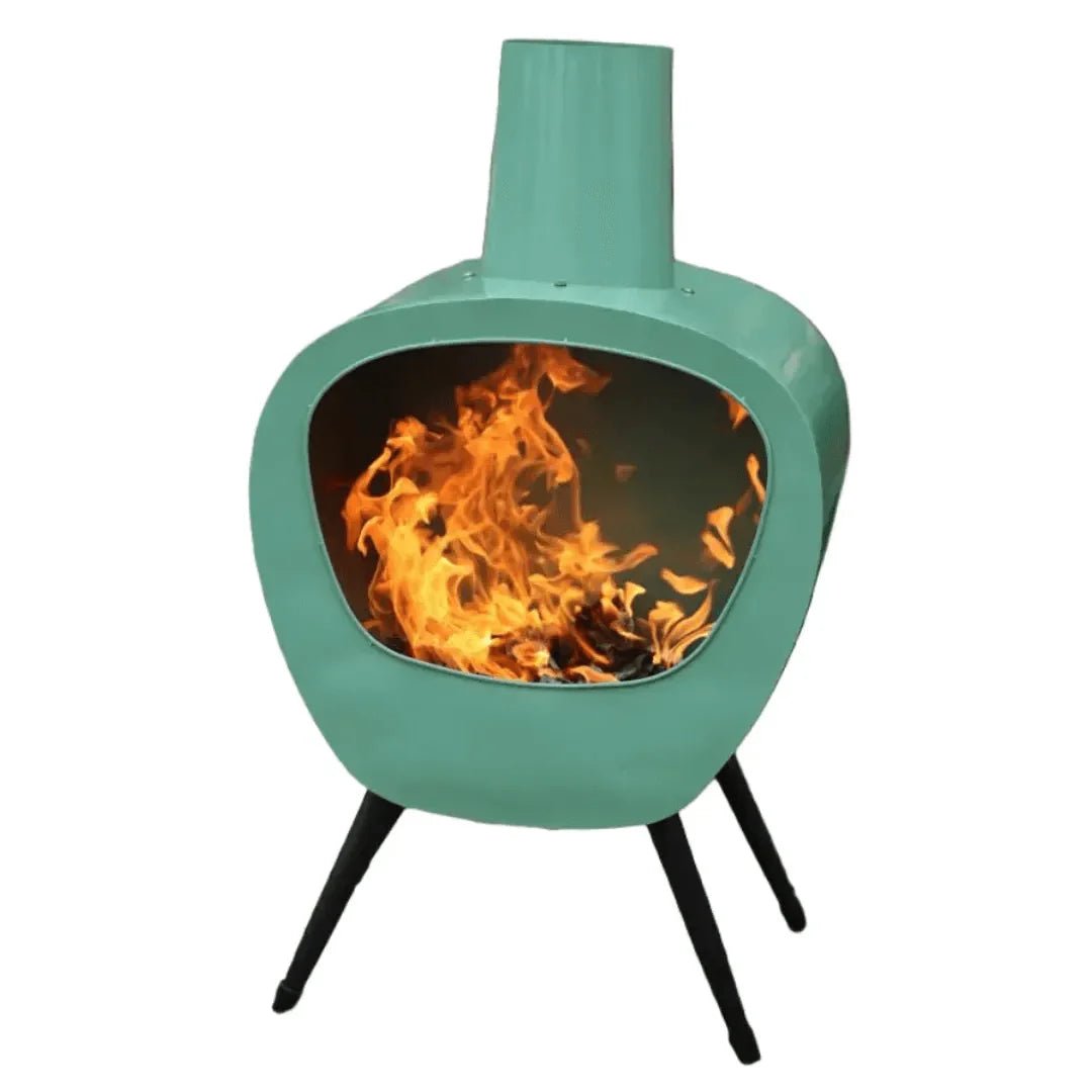 Gardeco Stella Lichen Mid - Century Retro Chimenea in Soft Lichen Green