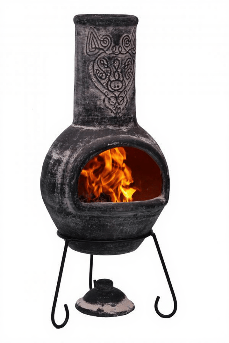 Gardeco Wulfryc Wolf Charcoal Grey Authentic Mexican Chimenea Large in Charcoal Grey