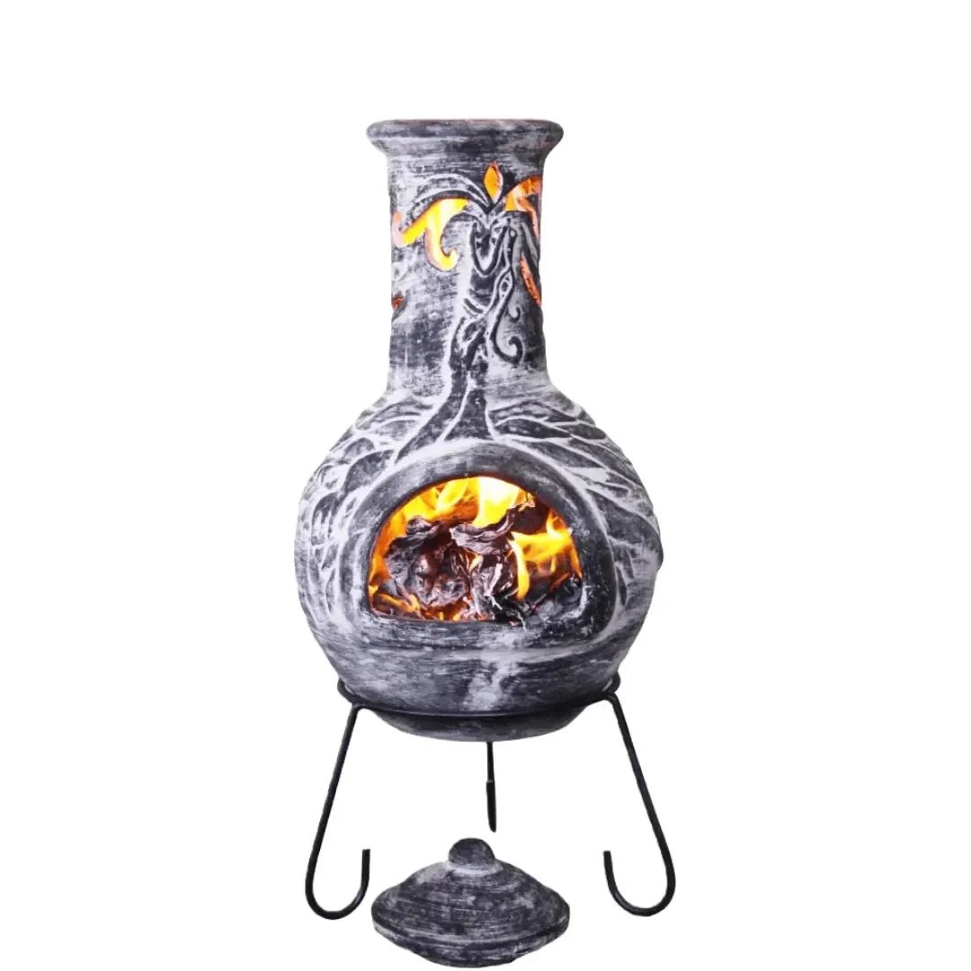 Gardeco Wyre Charcoal Grey Dragon Authentic Mexican Chimenea in Charcoal Grey
