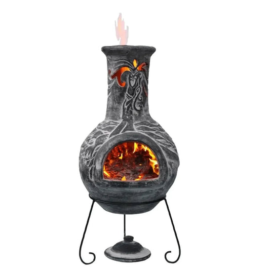 Gardeco Wyre Charcoal Grey Dragon Authentic Mexican Chimenea in Charcoal Grey