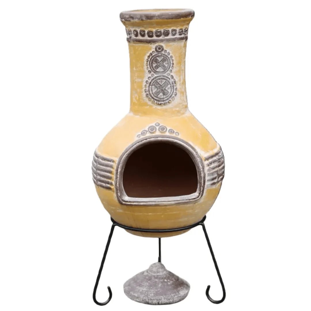Gardeco Yellow Azteca Authentic Mexican Chimenea in Soft Golden - Yellow