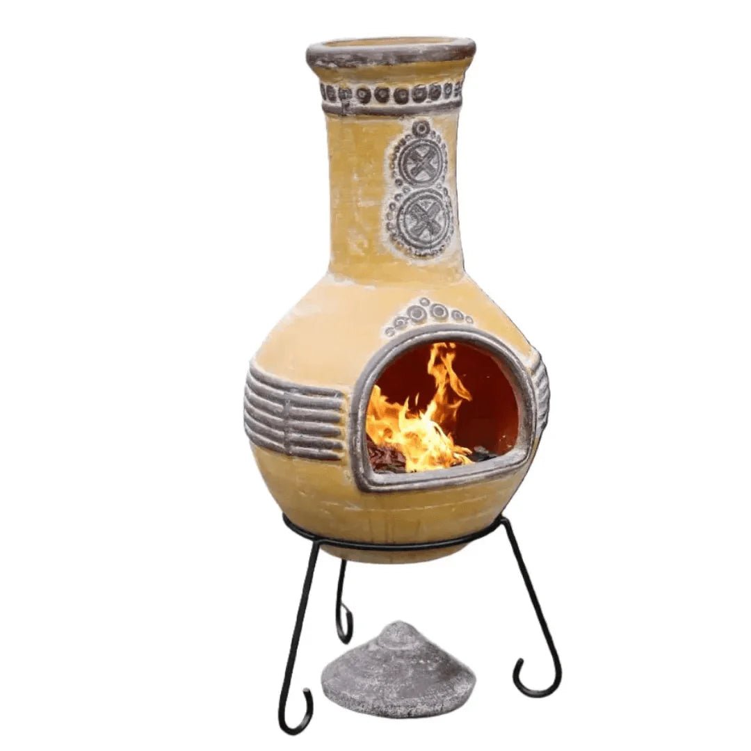 Gardeco Yellow Azteca Authentic Mexican Chimenea in Soft Golden - Yellow
