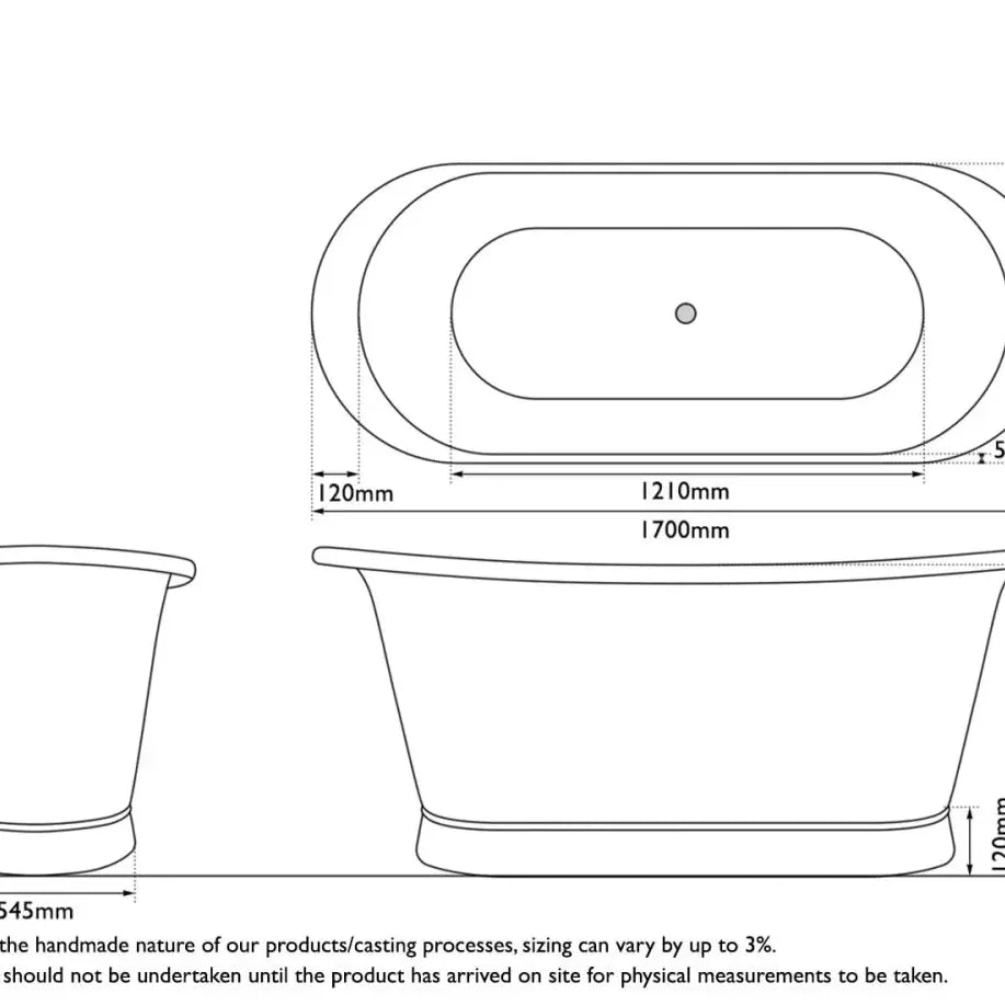Hurlingham Normandy with Nickel Interior Freestanding Bath - baths - Ice Cold Spice | Copper L1700 x W700 x H710
