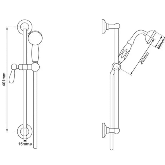 Hurlingham Handshower On Slider Rail - Ice Cold Spice | Nickel