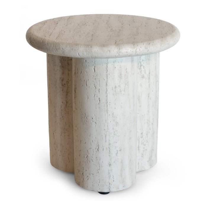 Happy Cocooning Rib Side Table in Travertine
