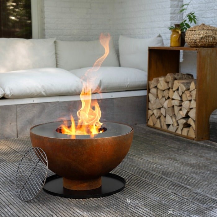 HEAT Gystad Fire Bowl with Plancha Grill in Corten