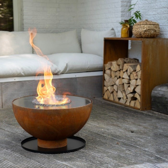 HEAT Gystad Fire Bowl with Plancha Grill in Corten