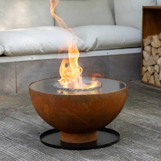 HEAT Gystad Fire Bowl with Plancha Grill in Corten