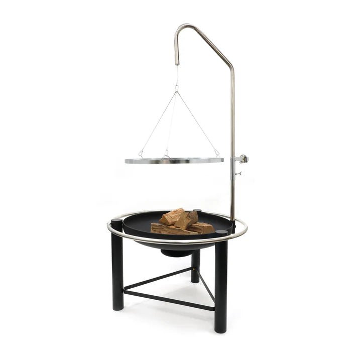 HEAT Pendal Fire Bowl with Pulley Grill in Black