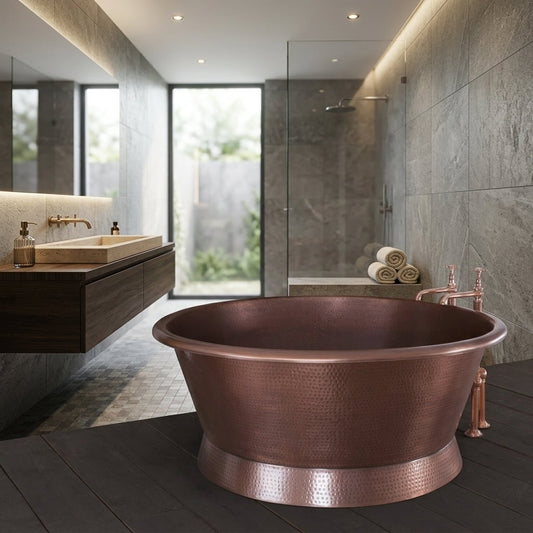 Hurlingham Baignoire Hammered Copper Freestanding Bath in Copper