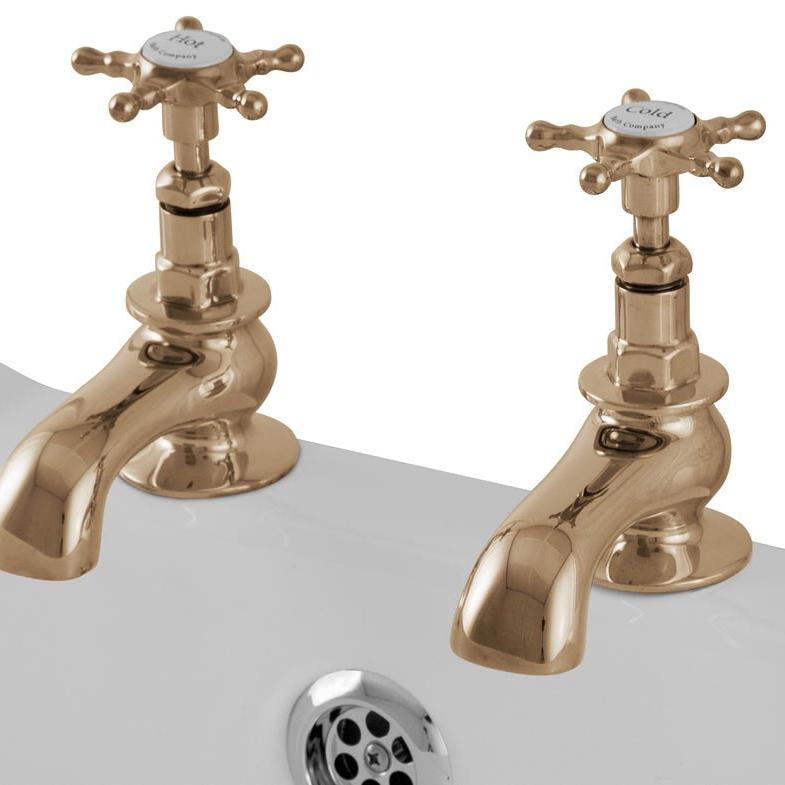 Hurlingham Pair Of Deck Mounted Bath Taps - Ice Cold Spice | Copper 157H mm