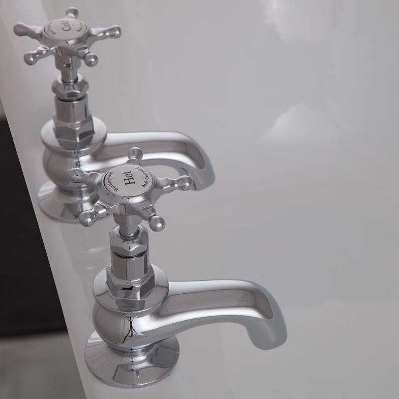 Hurlingham Pair Of Deck Mounted Bath Taps - Ice Cold Spice | Chrome 157H mm