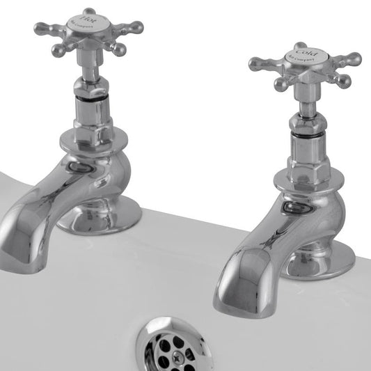 Hurlingham Pair Of Deck Mounted Bath Taps - Ice Cold Spice | Chrome 157H mm