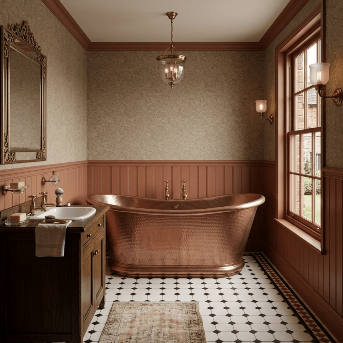 Hurlingham Baths Hammered Copper Bulle Freestanding Bath in Copper