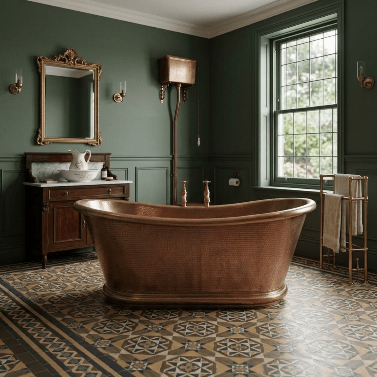 Hurlingham Baths Hammered Copper Bulle Freestanding Bath in Copper