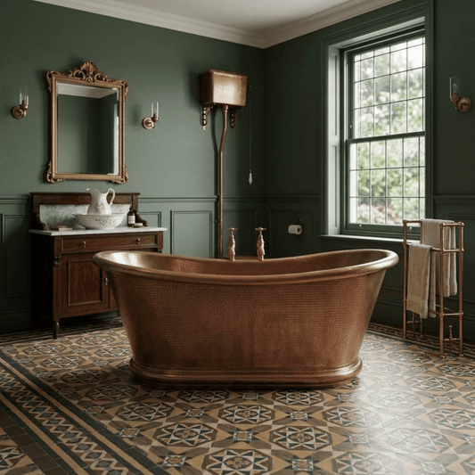 Hurlingham Baths Hammered Copper Bulle Freestanding Bath in Copper