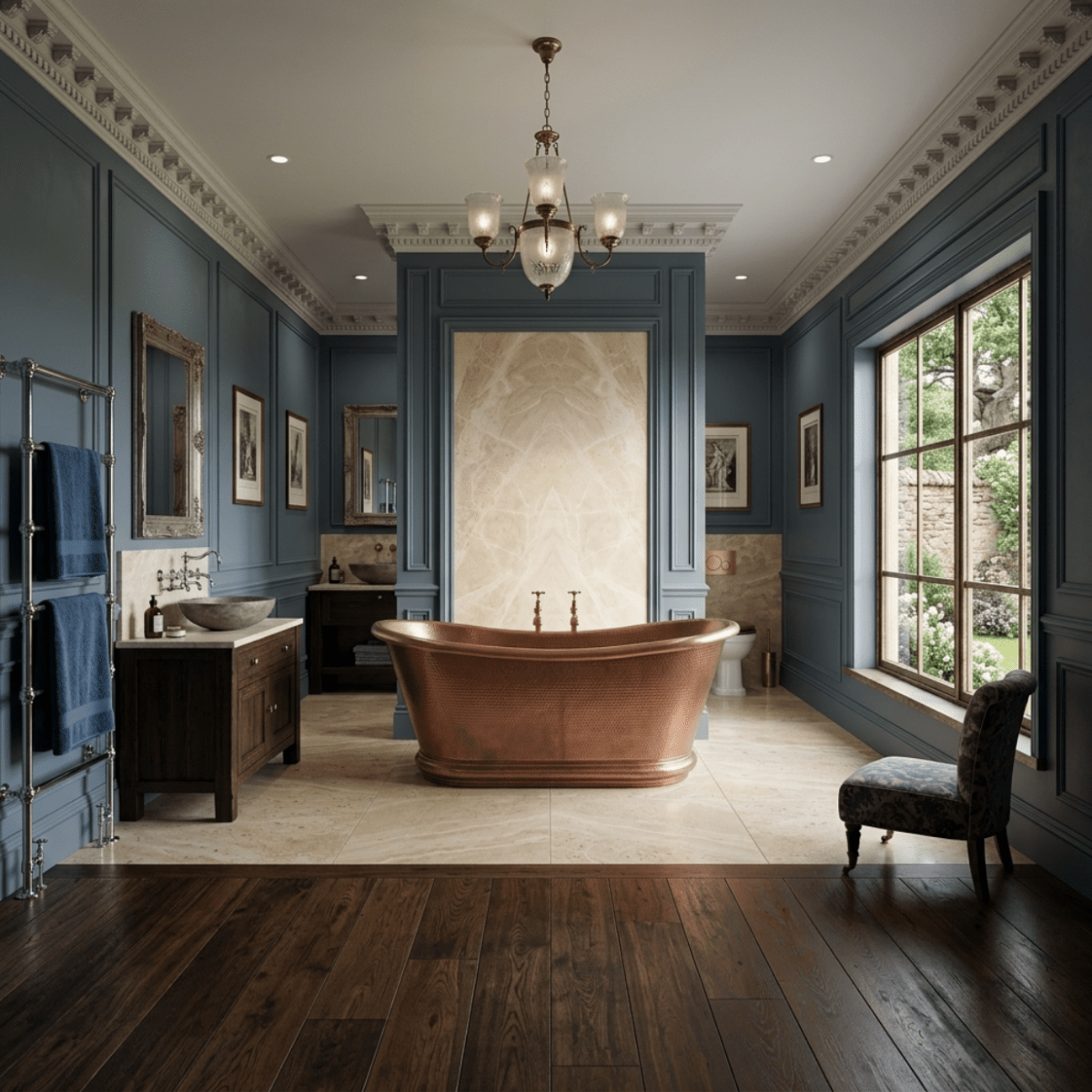 Hurlingham Baths Hammered Copper Bulle Freestanding Bath in Copper