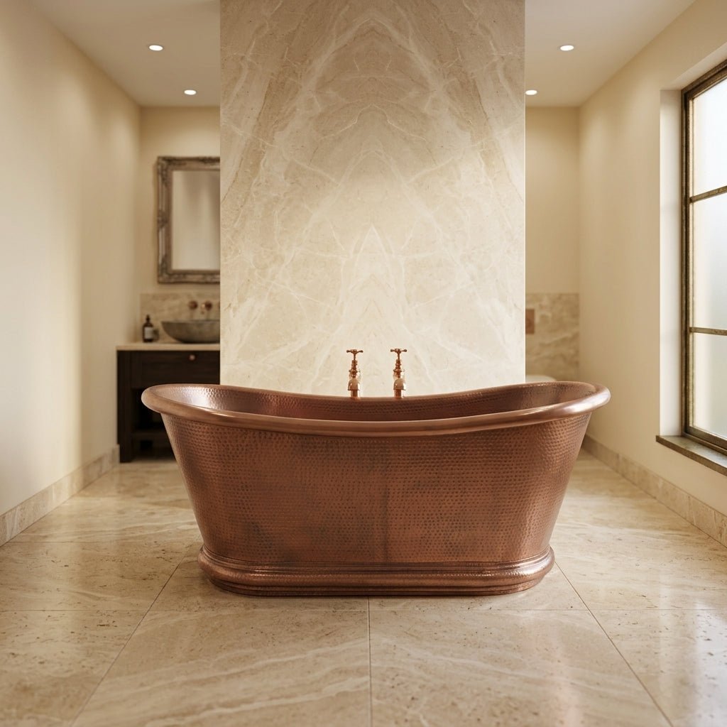 Hurlingham Baths Hammered Copper Bulle Freestanding Bath in Copper