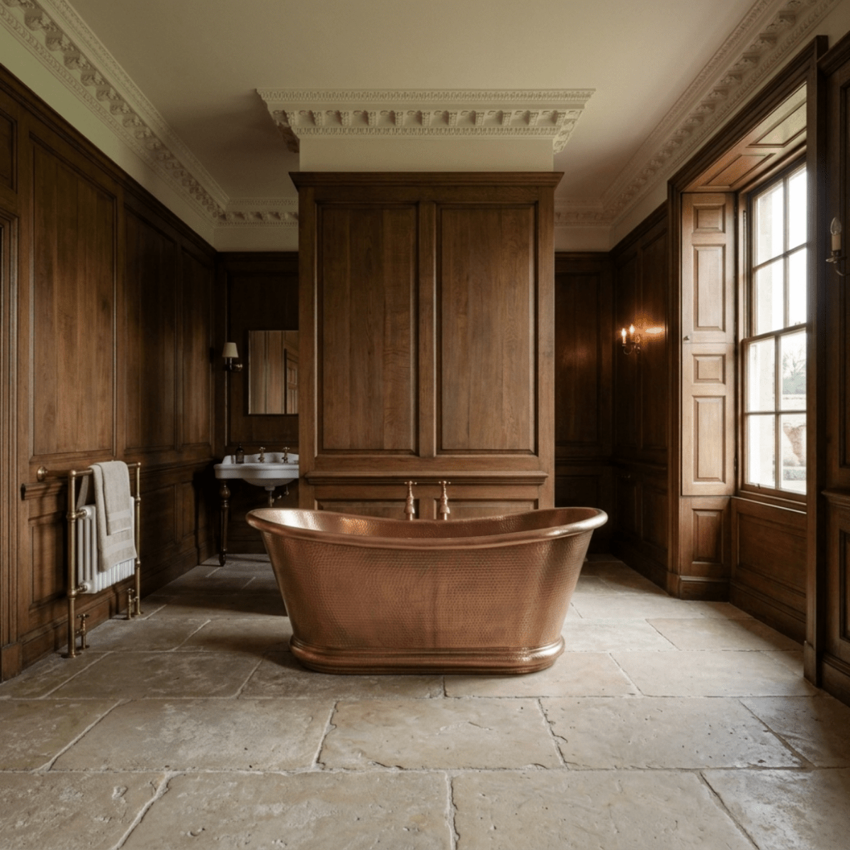 Hurlingham Baths Hammered Copper Bulle Freestanding Bath in Copper