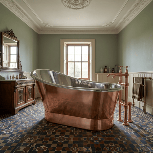 Hurlingham Bijou with Nickel Interior Freestanding Bath in Copper