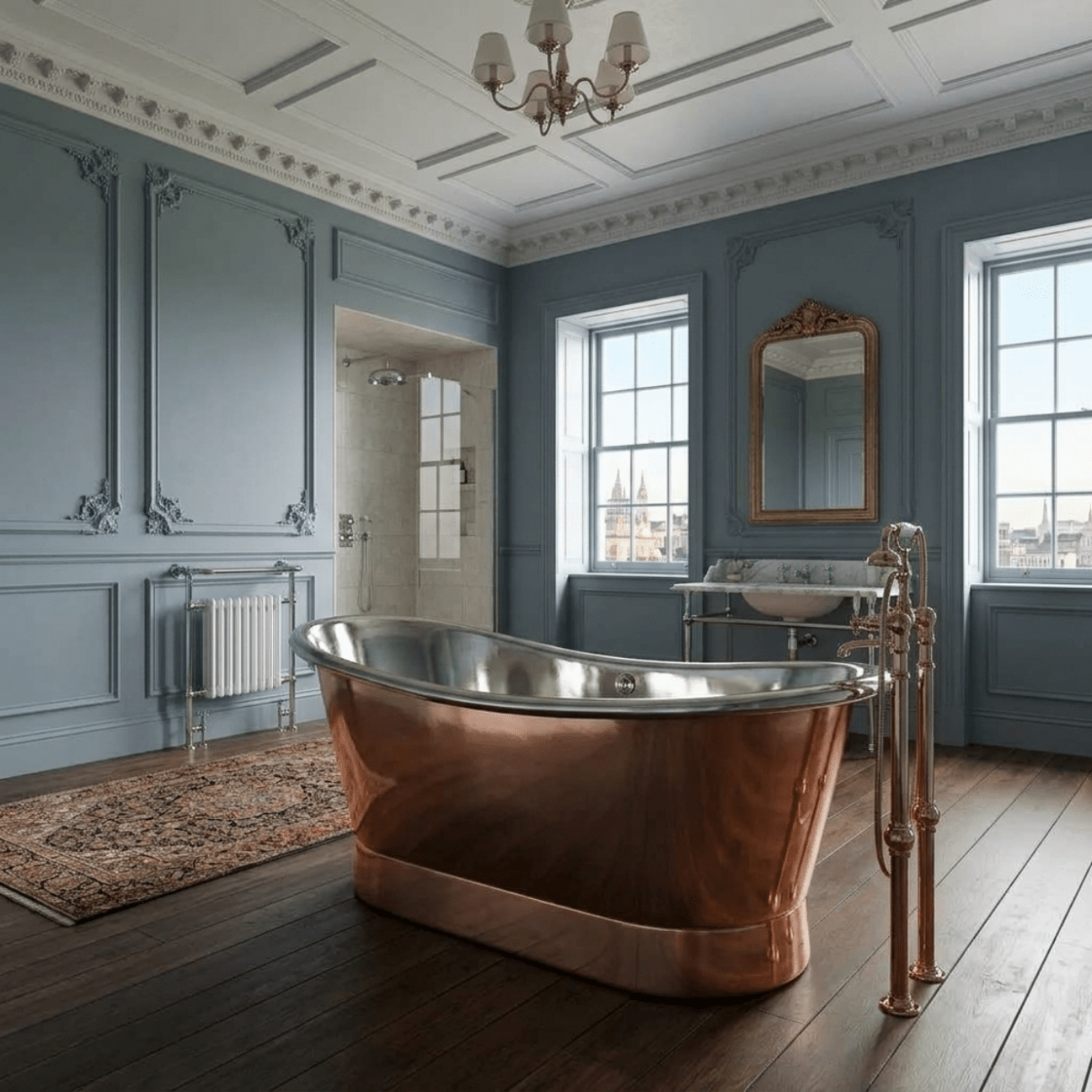 Hurlingham Bijou with Nickel Interior Freestanding Bath in Copper