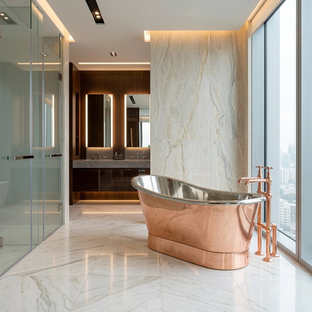 Hurlingham Bijou with Nickel Interior Freestanding Bath in Copper
