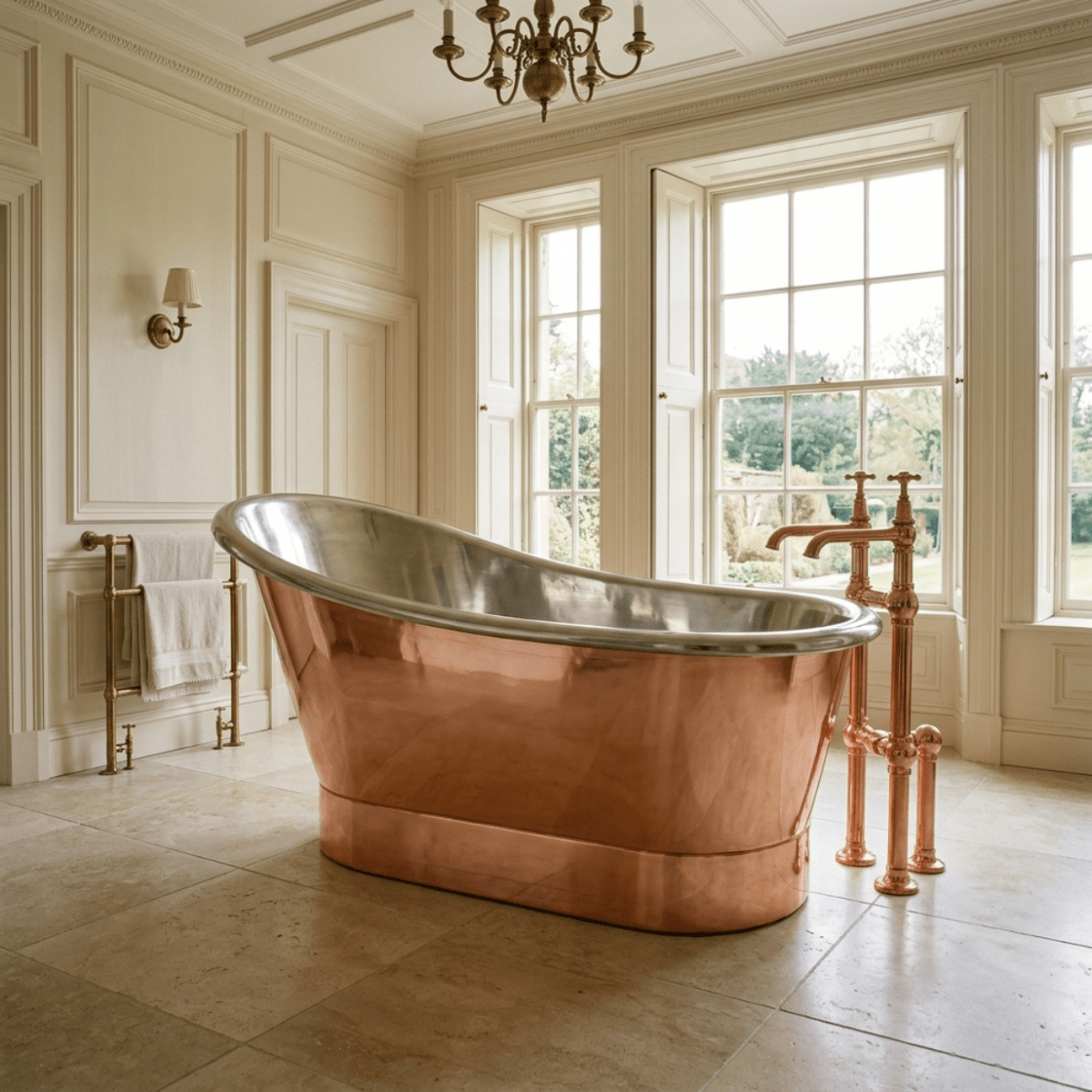Hurlingham Bijou with Nickel Interior Freestanding Bath in Copper