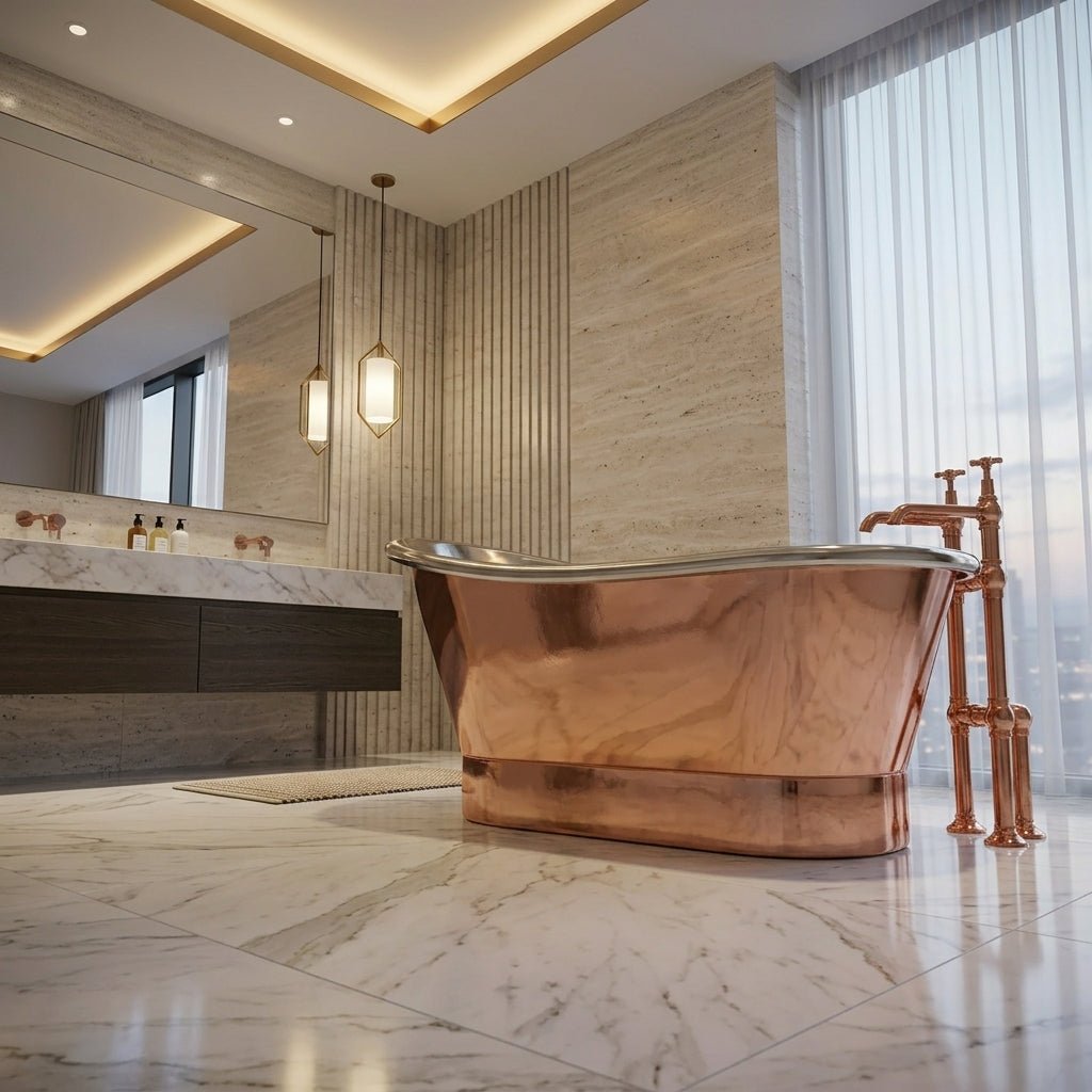Hurlingham Bijou with Nickel Interior Freestanding Bath in Copper