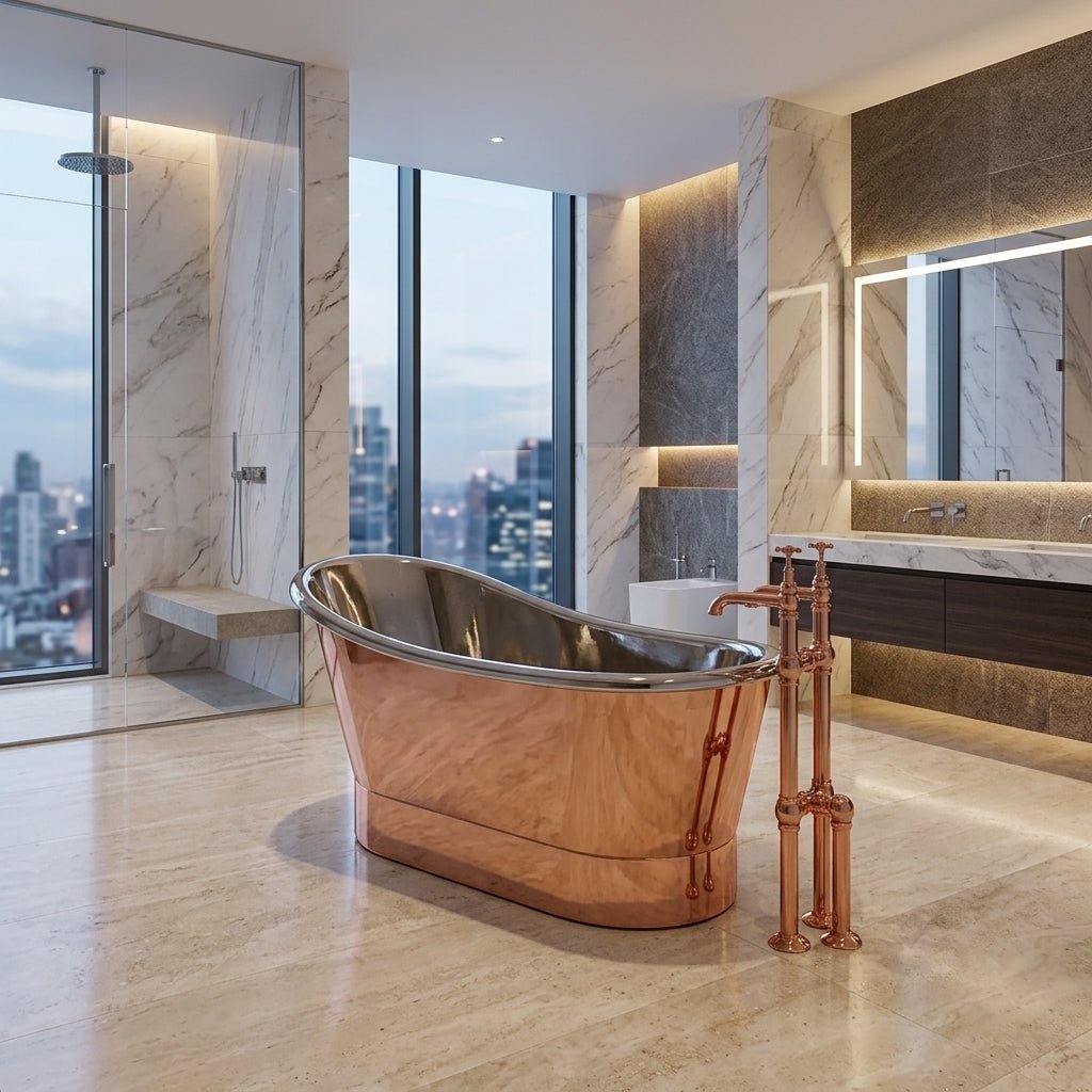 Hurlingham Bijou with Nickel Interior Freestanding Bath in Copper