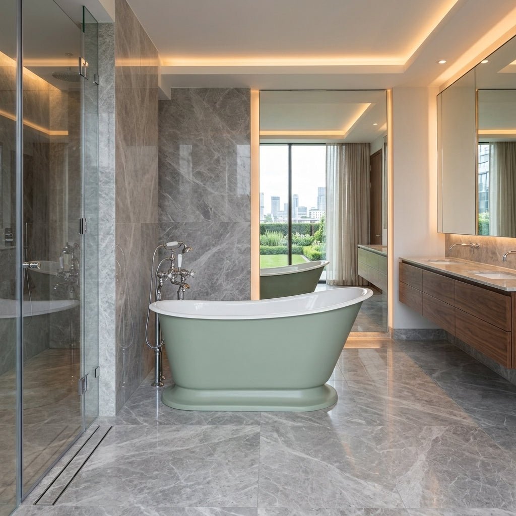 Hurlingham Cameo Cast Iron Bath in Farrow & Ball Down Pipe
