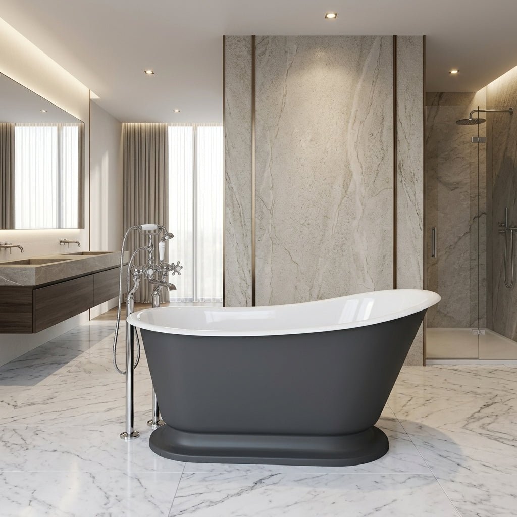 Hurlingham Cameo Cast Iron Bath in Farrow & Ball Down Pipe