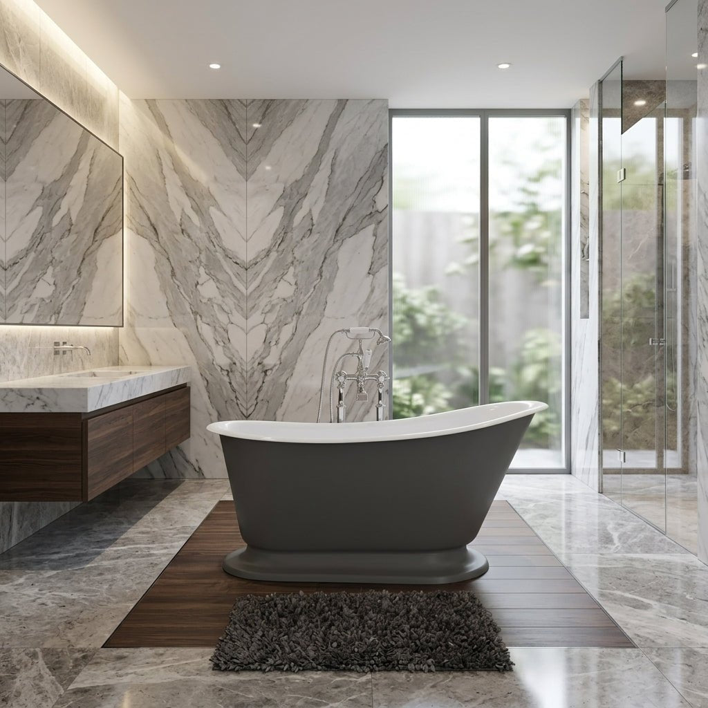 Hurlingham Cameo Cast Iron Bath in Farrow & Ball Down Pipe