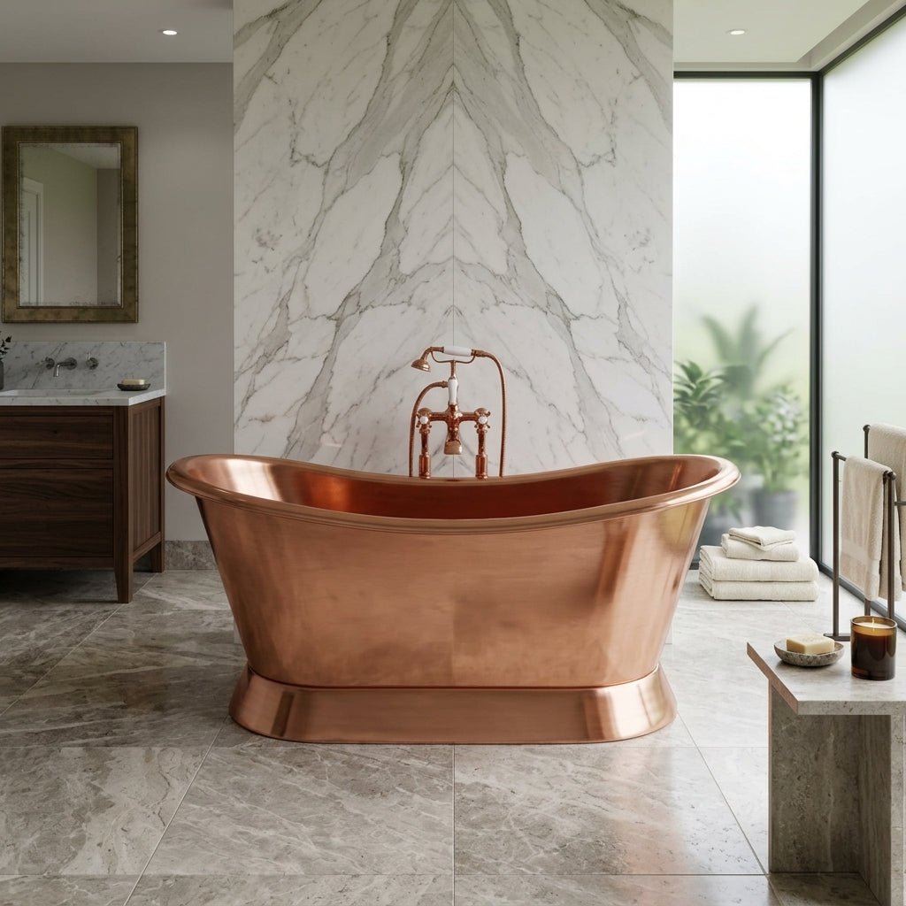 Hurlingham Copper Bateau Freestanding Bath in Copper