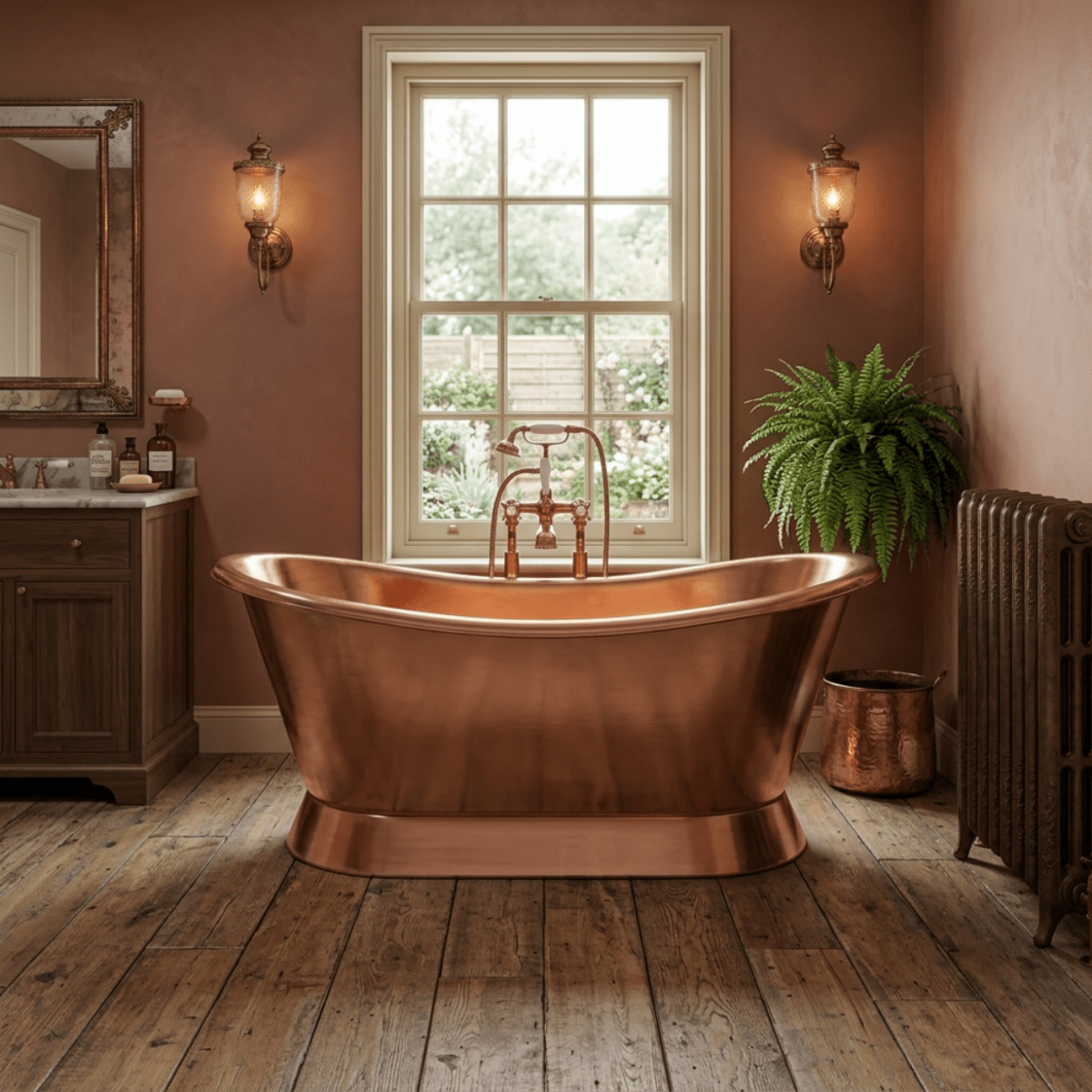 Hurlingham Copper Bateau Freestanding Bath in Copper