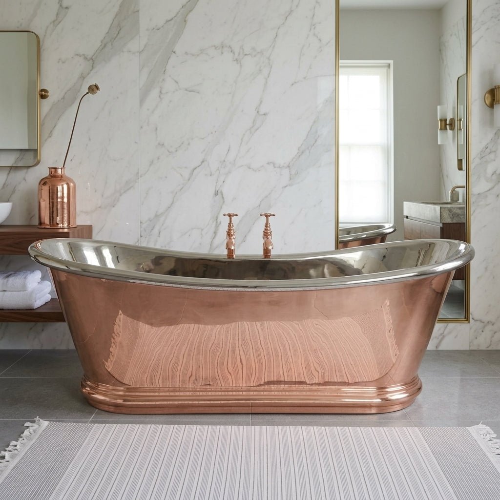 Hurlingham Copper Bulle Reserve with Nickel Interior Freestanding Bath in Copper